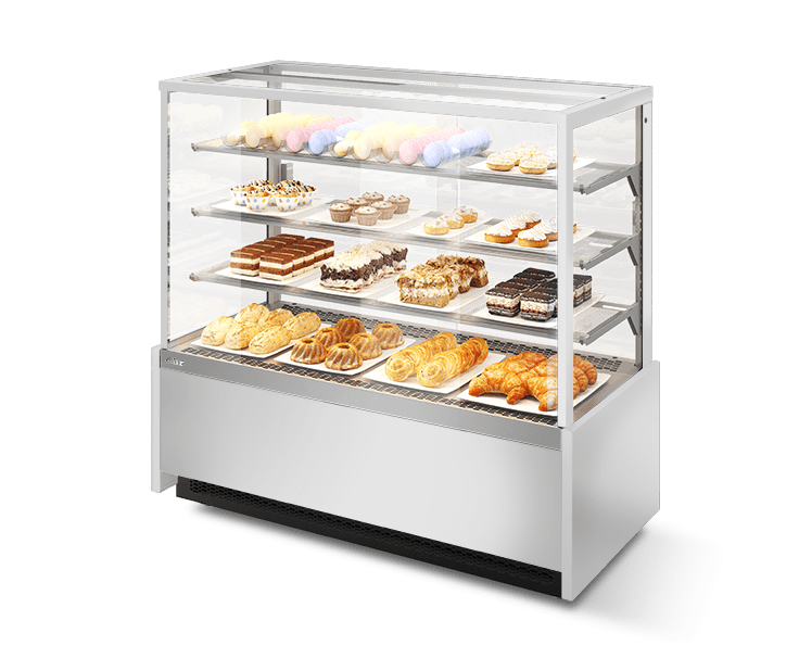 Витрина кондитерская Chilz Vete Kub Lux 130 белый глянец/шлифованная нержавейка