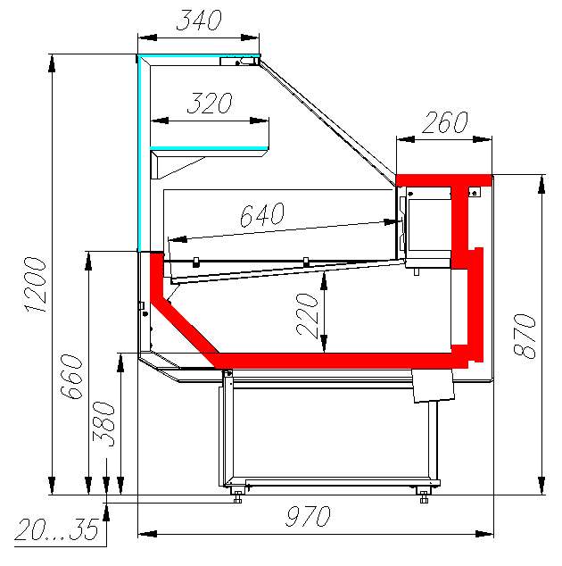Холодильная витрина Полюс GC95 SV 1,2-1 KombiLux / INOX (ВХСр-1,2 Carboma GC95)