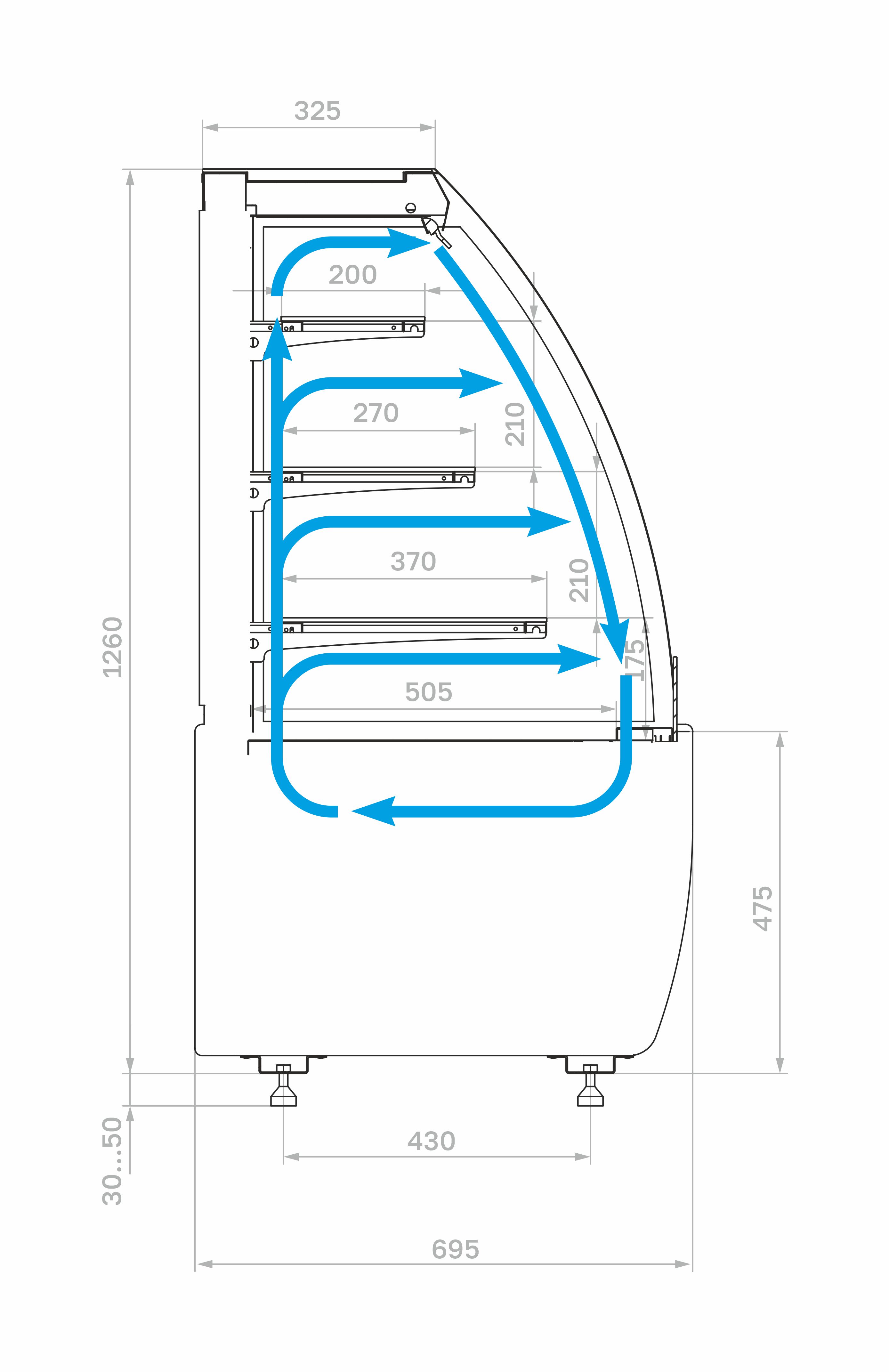 Витрина кондитерская Carboma K70 VM 0,9-2 STANDARD открытая (версия 2.0) (9005-0109)