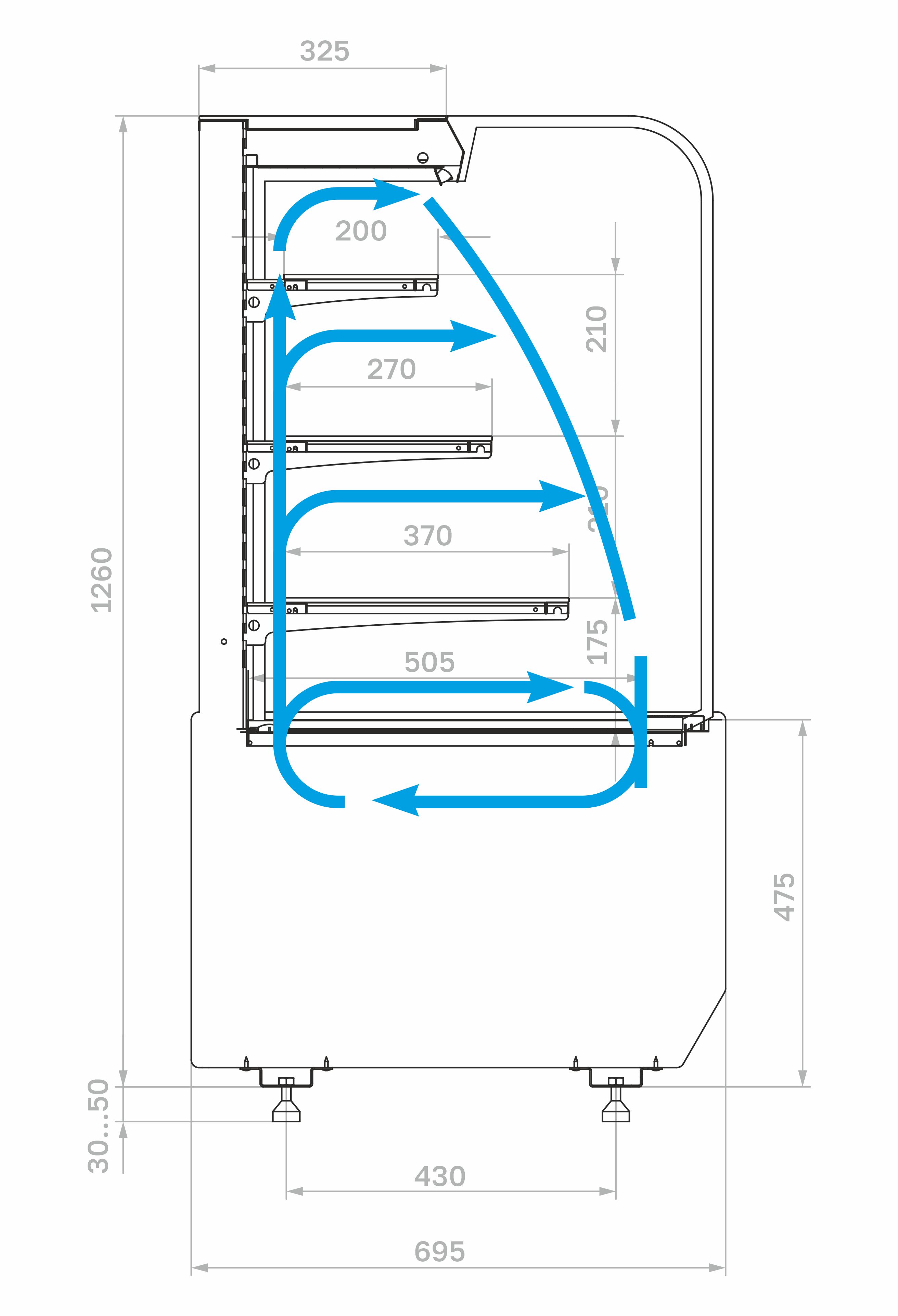 Витрина кондитерская Carboma KR70 VM 0,9-2 STANDARD открытая, горка (9005-0109)