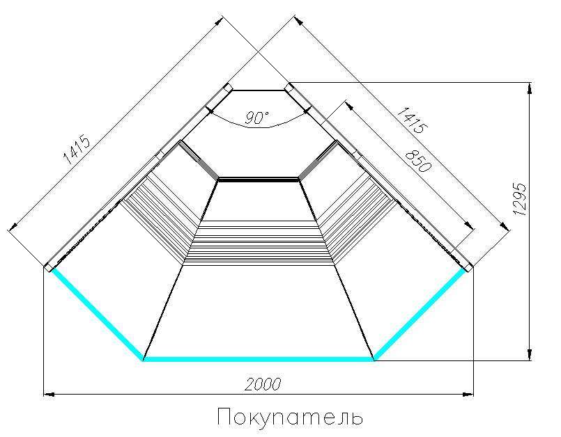 Холодильная витрина Полюс GC120 VM-5 KombiLux (внешний угол, динамика)
