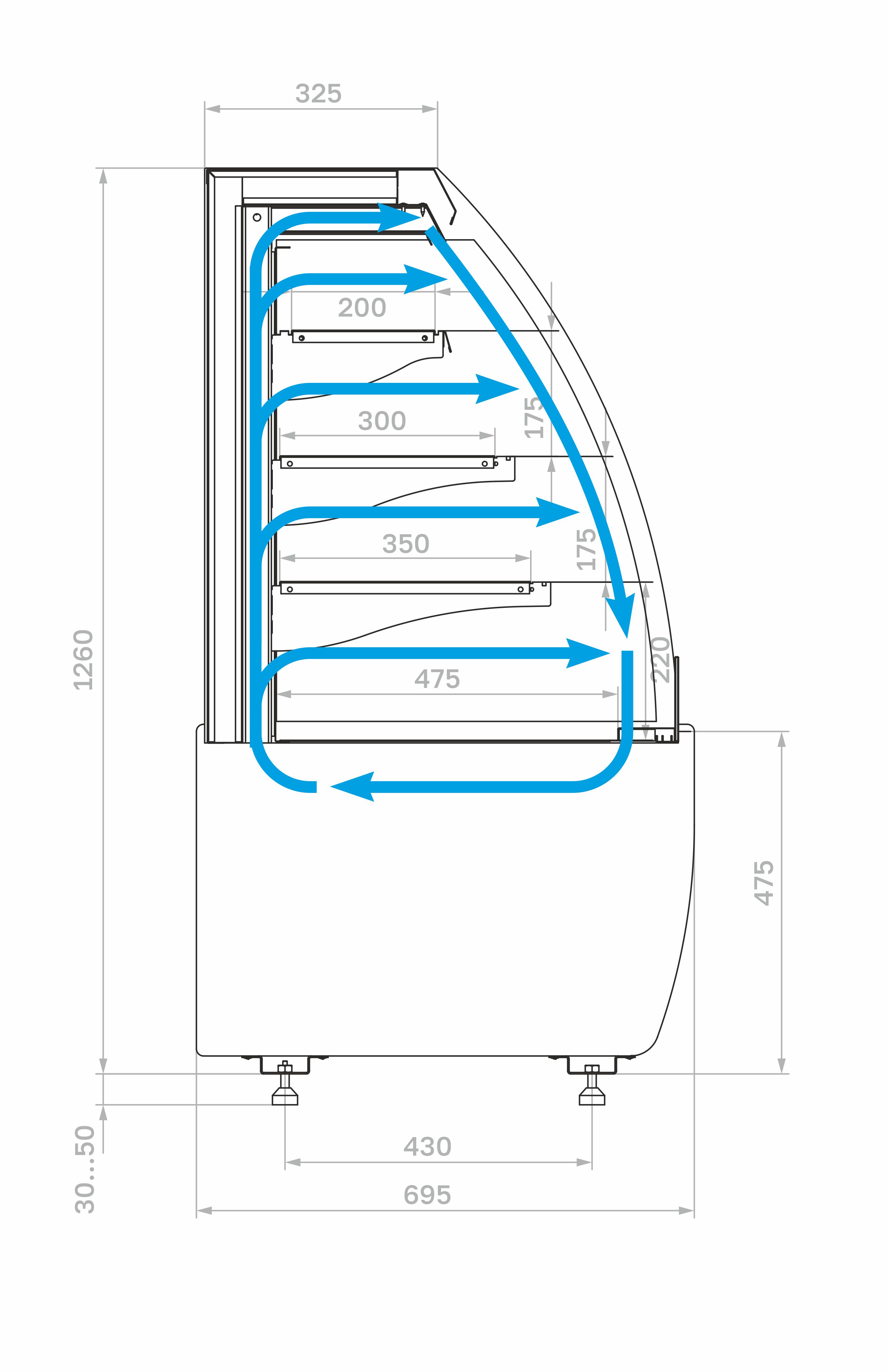 Витрина кондитерская Carboma K70 VM 0,6-2 STANDARD открытая, горка (9005-0109)