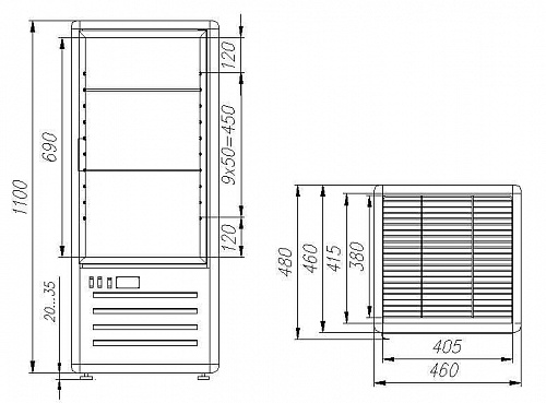 Кондитерская витрина Carboma D4 VM 120-1 (R120C коричнево-золотой, 1/2, INOX)