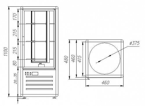 Кондитерская витрина Carboma Люкс D4 VM 120-2 (R120Cвр коричнево-золотой, 1/2, INOX)